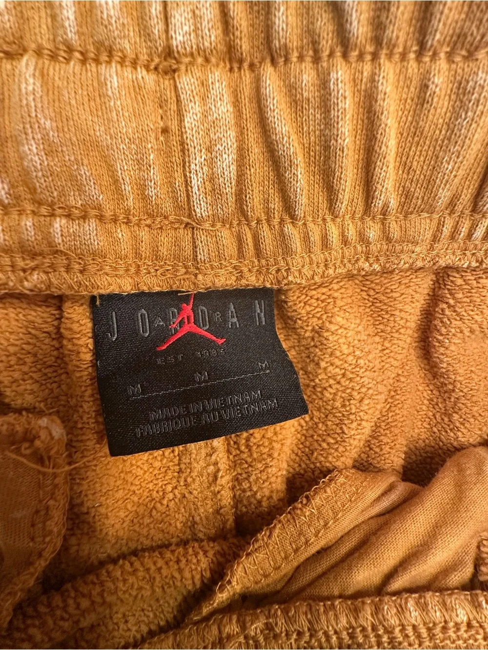 Jordan Men's Mustard Fleece Joggers - Gold Tone